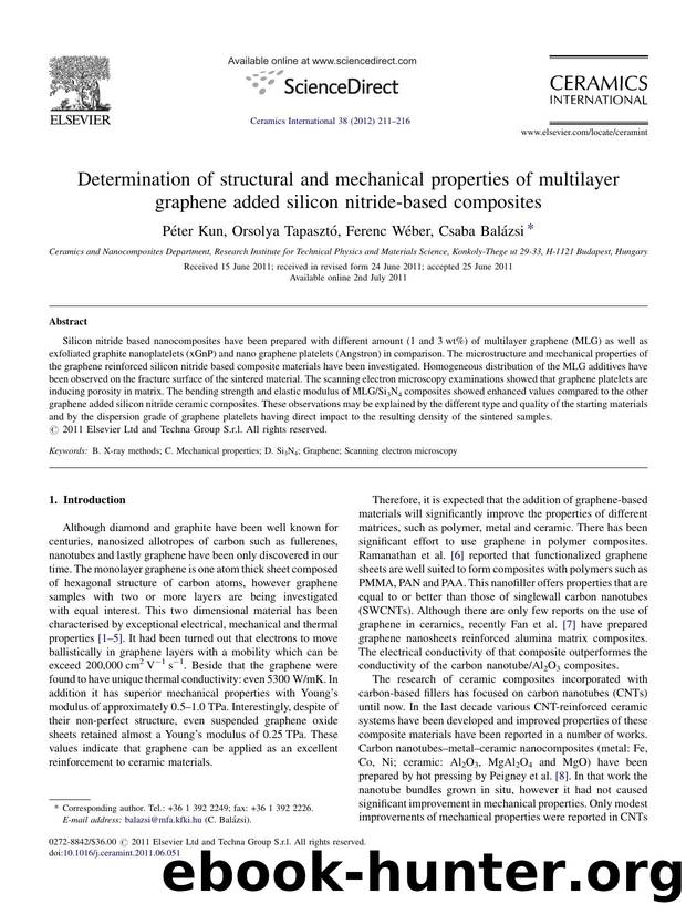 Determination of structural and mechanical properties of multilayer graphene added silicon nitride-based composites by Péter Kun