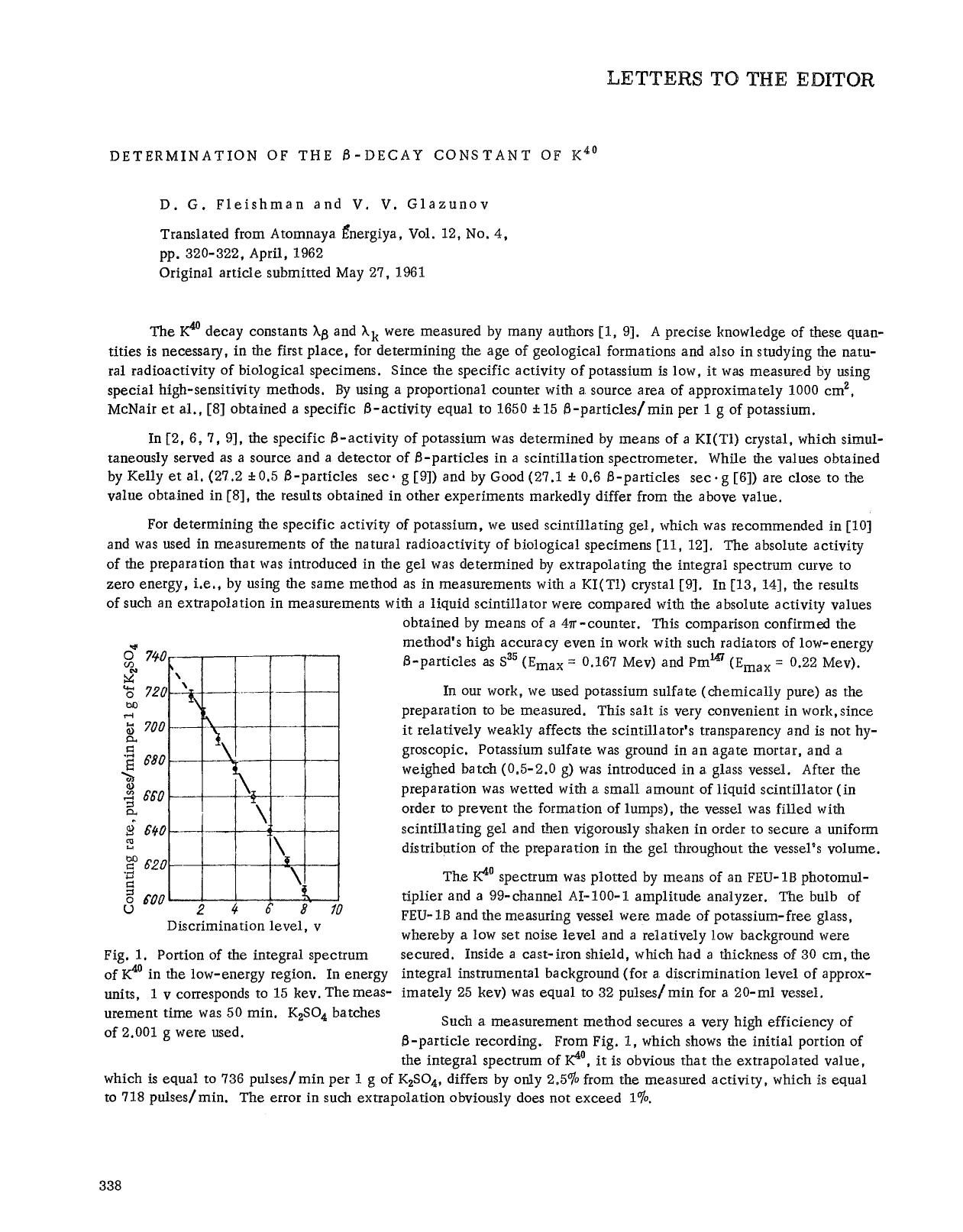 Determination of the &#x005C;-decay constant of K <Superscript>40 <Superscript> by Unknown