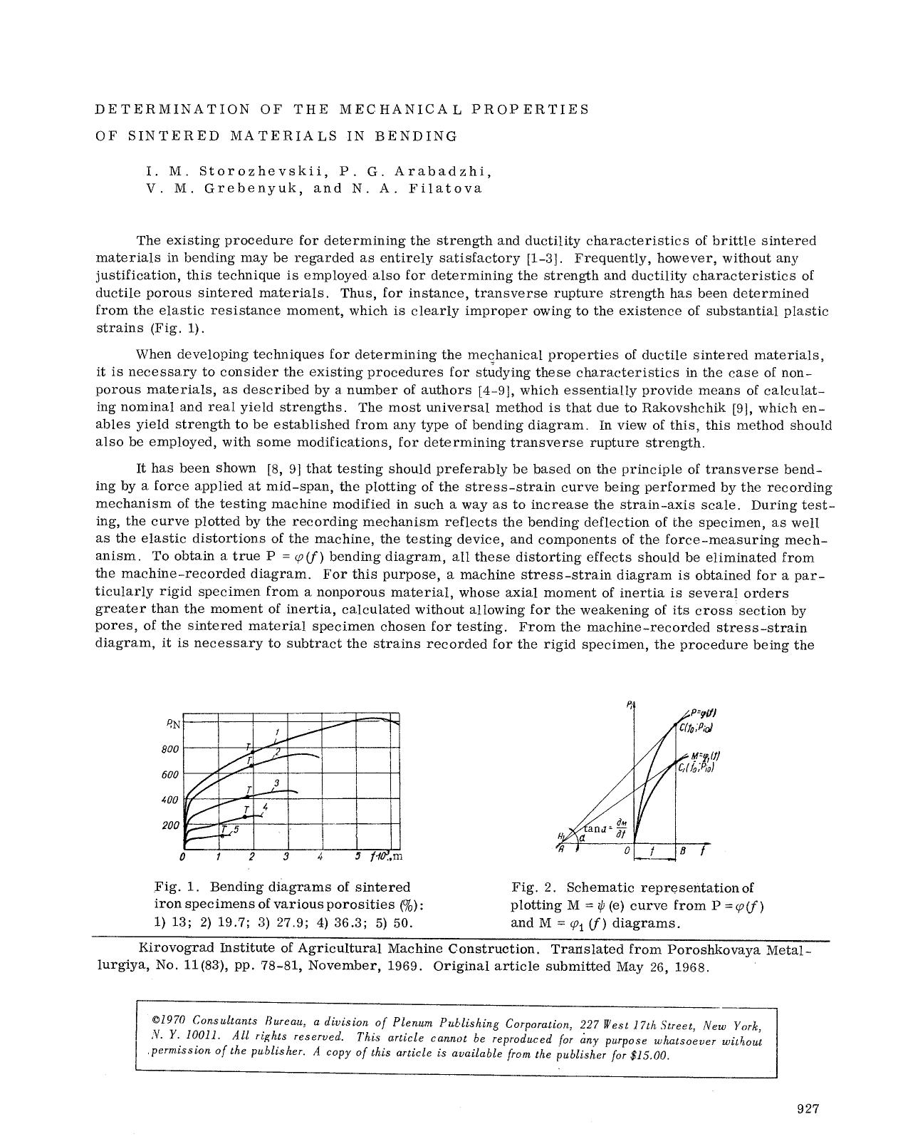 Determination of the mechanical properties of sintered materials in bending by Unknown
