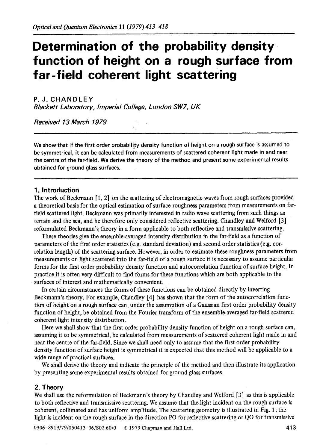 Determination of the probability density function of height on a rough surface from far-field coherent light scattering by Unknown