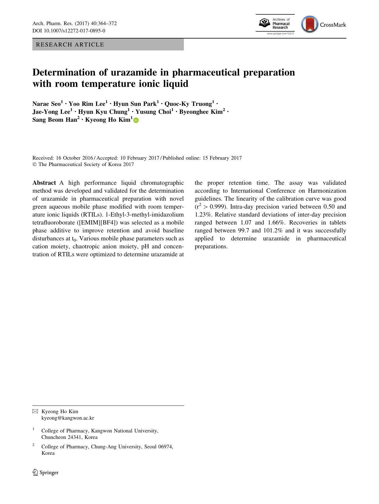 Determination of urazamide in pharmaceutical preparation with room temperature ionic liquid by unknow