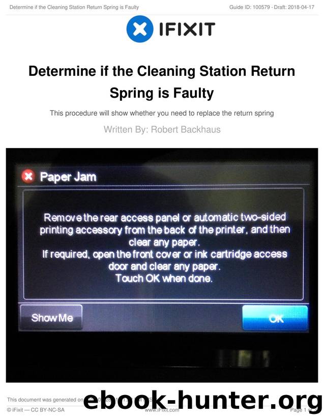Determine if the Cleaning Station Return Spring is Faulty by Unknown