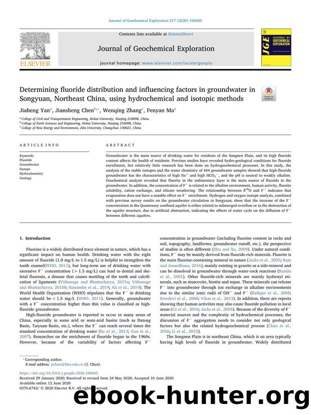 Determining fluoride distribution and influencing factors in groundwater in Songyuan, Northeast China, using hydrochemical and isotopic methods by Jiaheng Yan & Jiansheng Chen & Wenqing Zhang & Fenyan Ma