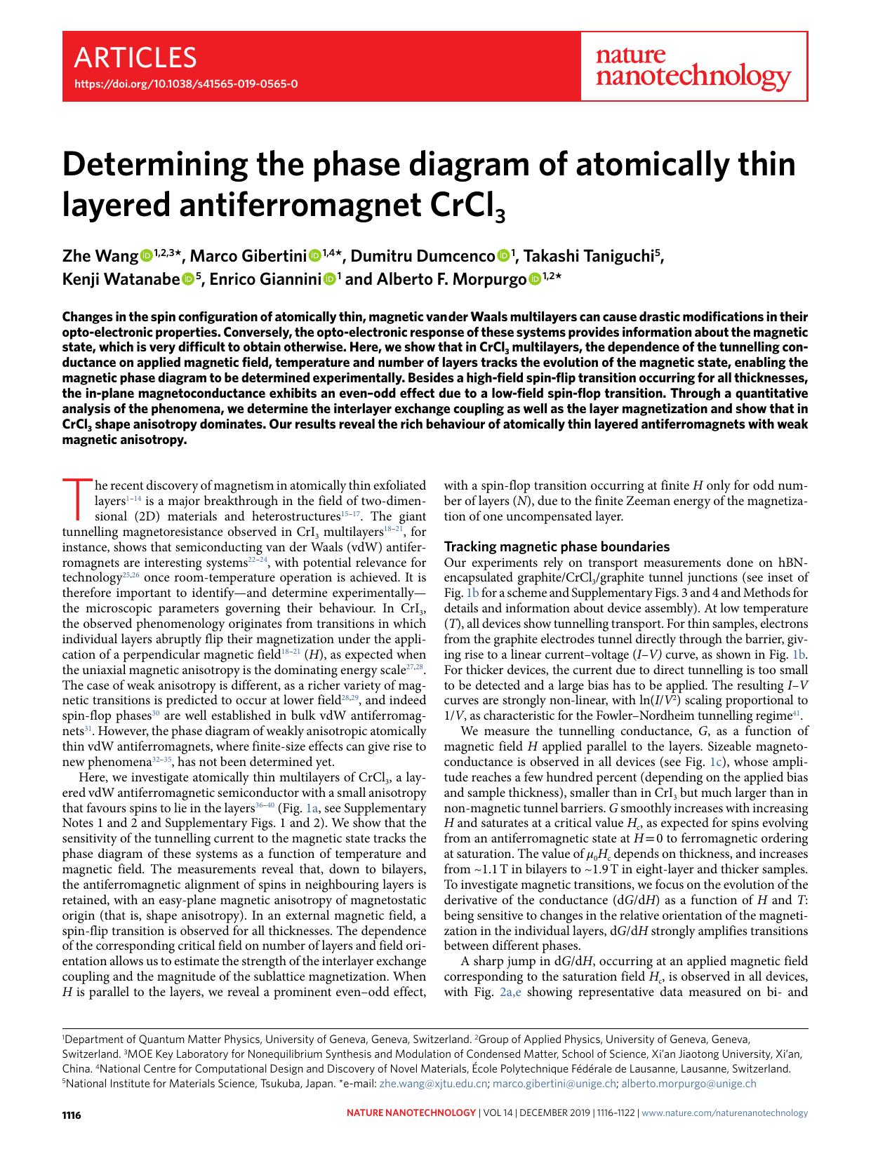 Determining the phase diagram of atomically thin layered antiferromagnet CrCl3 by unknow