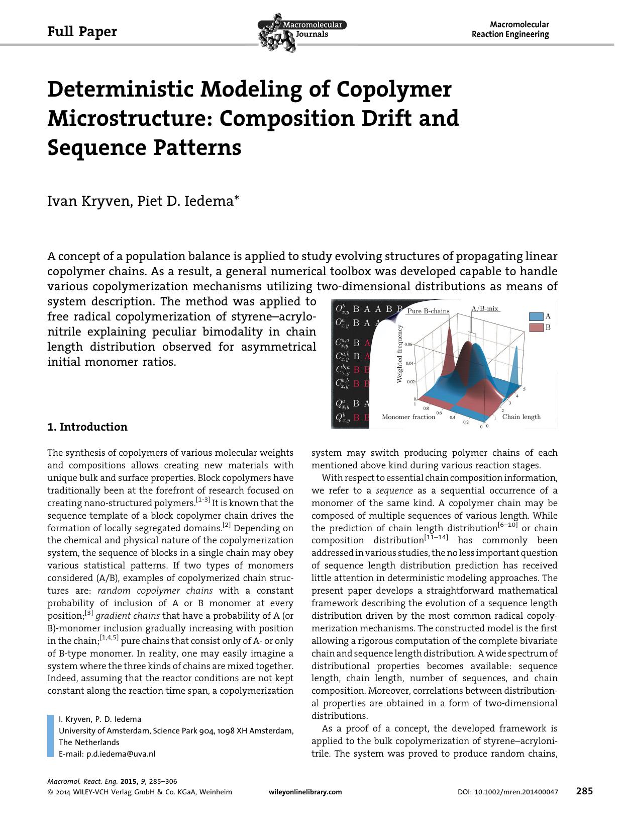 Deterministic Modeling of Copolymer Microstructure: Composition Drift and Sequence Patterns by Unknown