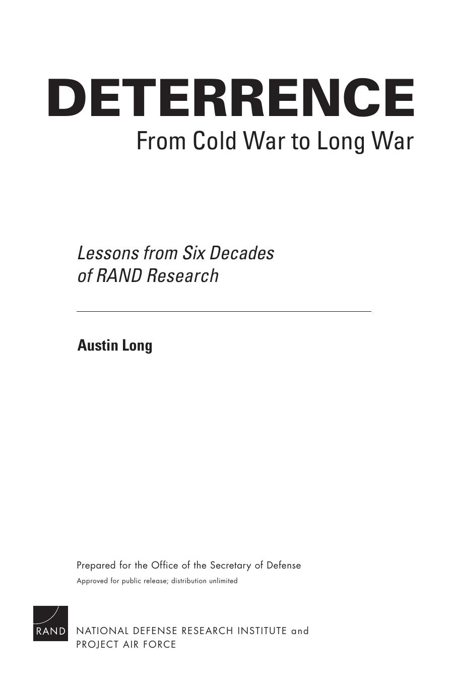 Deterrence [From Cold War To Long War] by Unknown