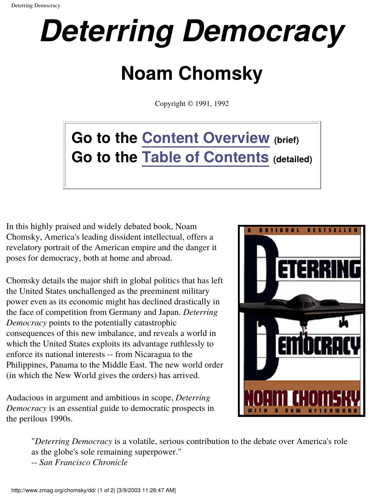 Deterring Democracy by Deterring Democracy