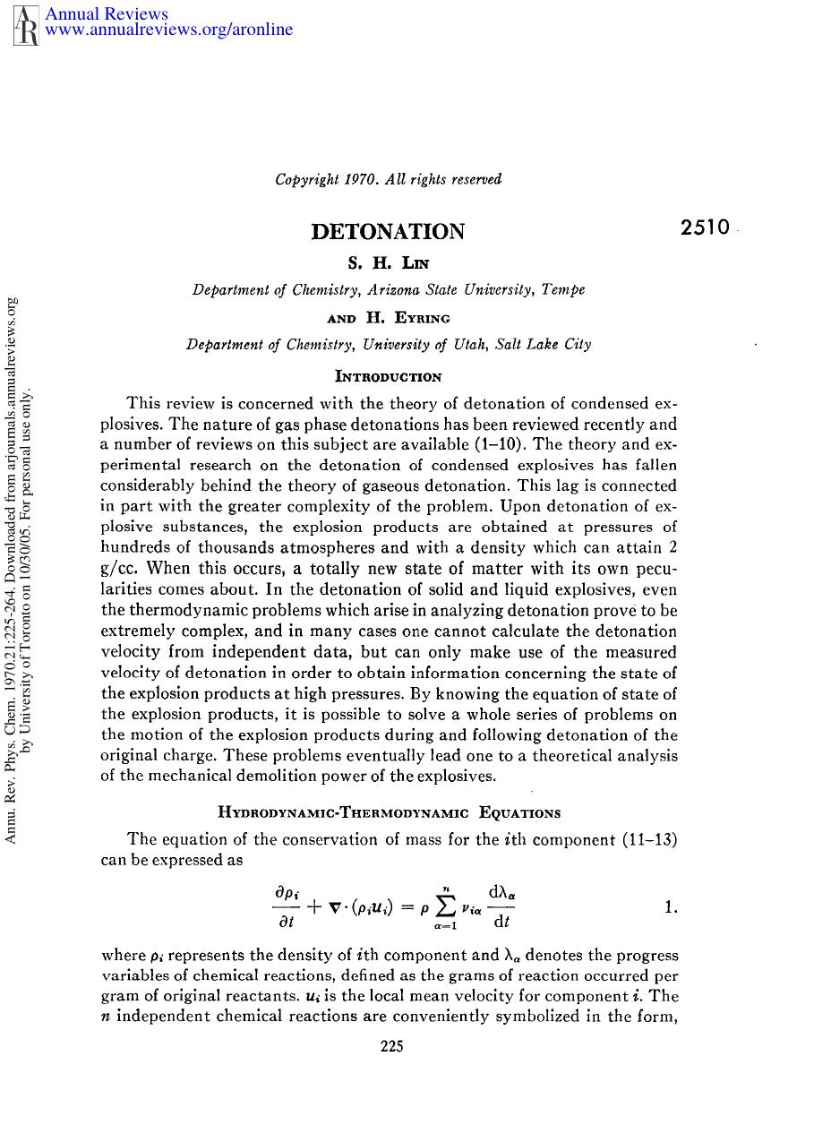 Detonation by S H Lin & H Eyring