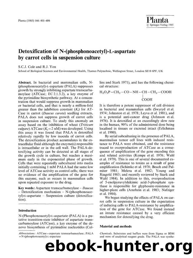 Detoxification of N-(phosphonoacetyl)-L-aspartate by carrot cells in suspension culture by Unknown