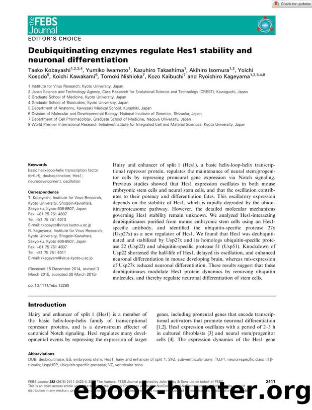 Deubiquitinating enzymes regulate Hes1 stability and neuronal differentiation by Unknown