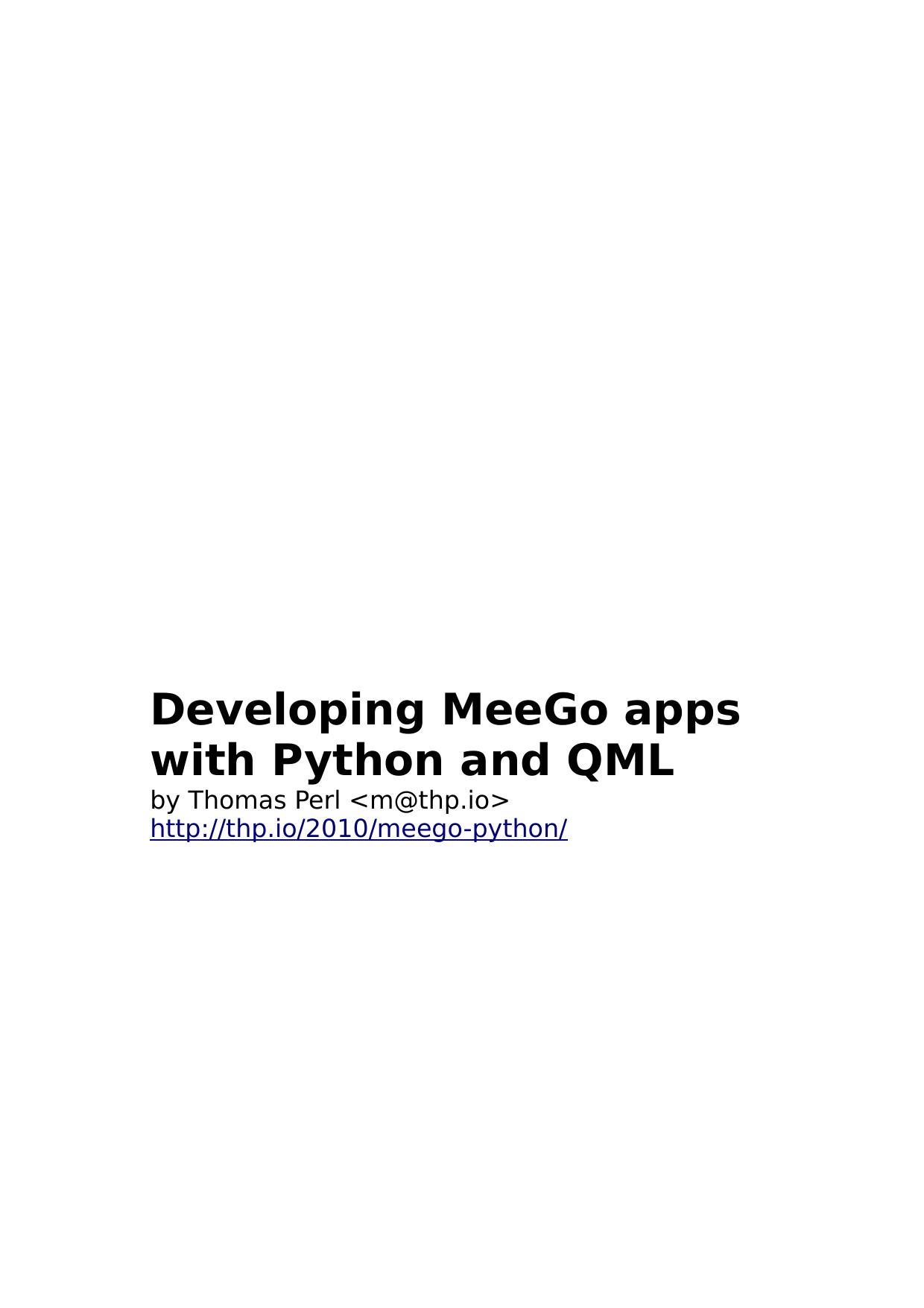 Developing MeeGo apps with Python and QML by Thomas Perl