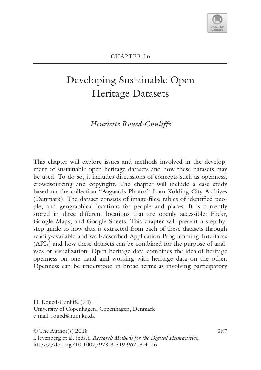 Developing Sustainable Open Heritage Datasets by Henriette Roued-Cunliffe