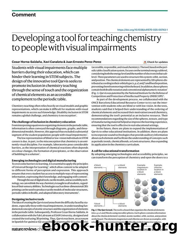 Developing a tool for teaching chemistry to people with visual impairments by Cesar Horna-Saldaña & Xavi Canaleta & Juan Ernesto Perez-Perez