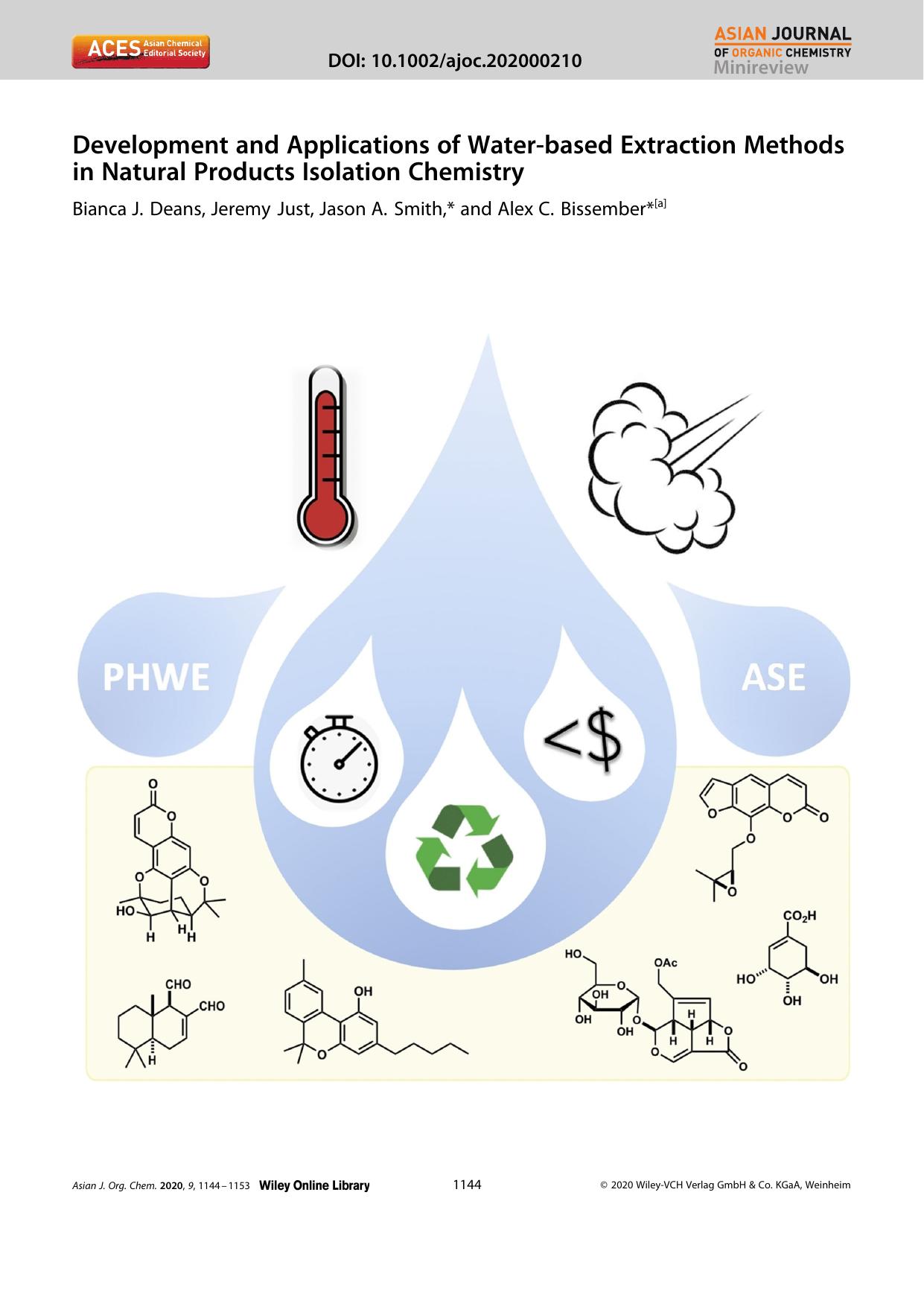 Development and Applications of Waterâbased Extraction Methods in Natural Products Isolation Chemistry by Unknown