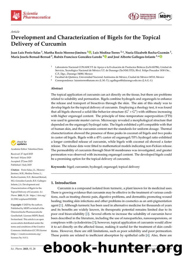 Development and Characterization of Bigels for the Topical Delivery of Curcumin by unknow