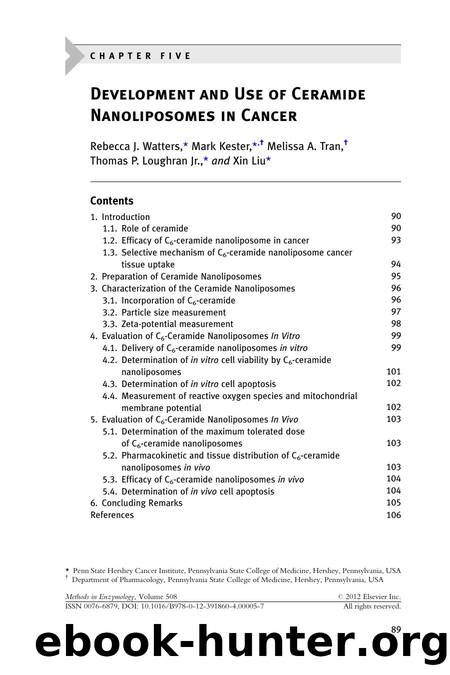 Development and Use of Ceramide Nanoliposomes in Cancer by Rebecca J. Watters & Mark Kester & Melissa A. Tran & Thomas P. Loughran & Xin Liu