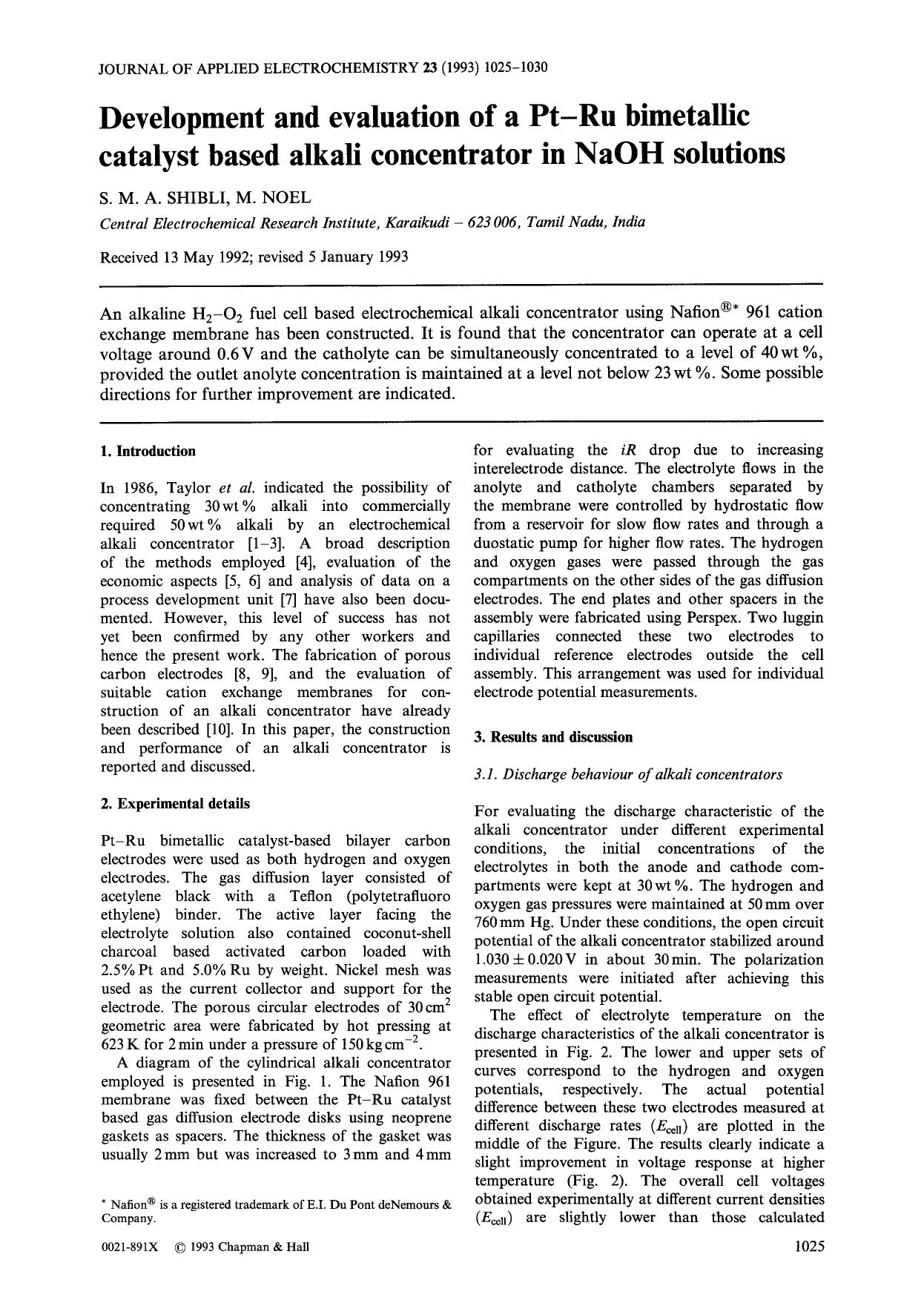 Development and evaluation of a Pt-Ru bimetallic catalyst based alkali concentrator in NaOH solutions by Unknown