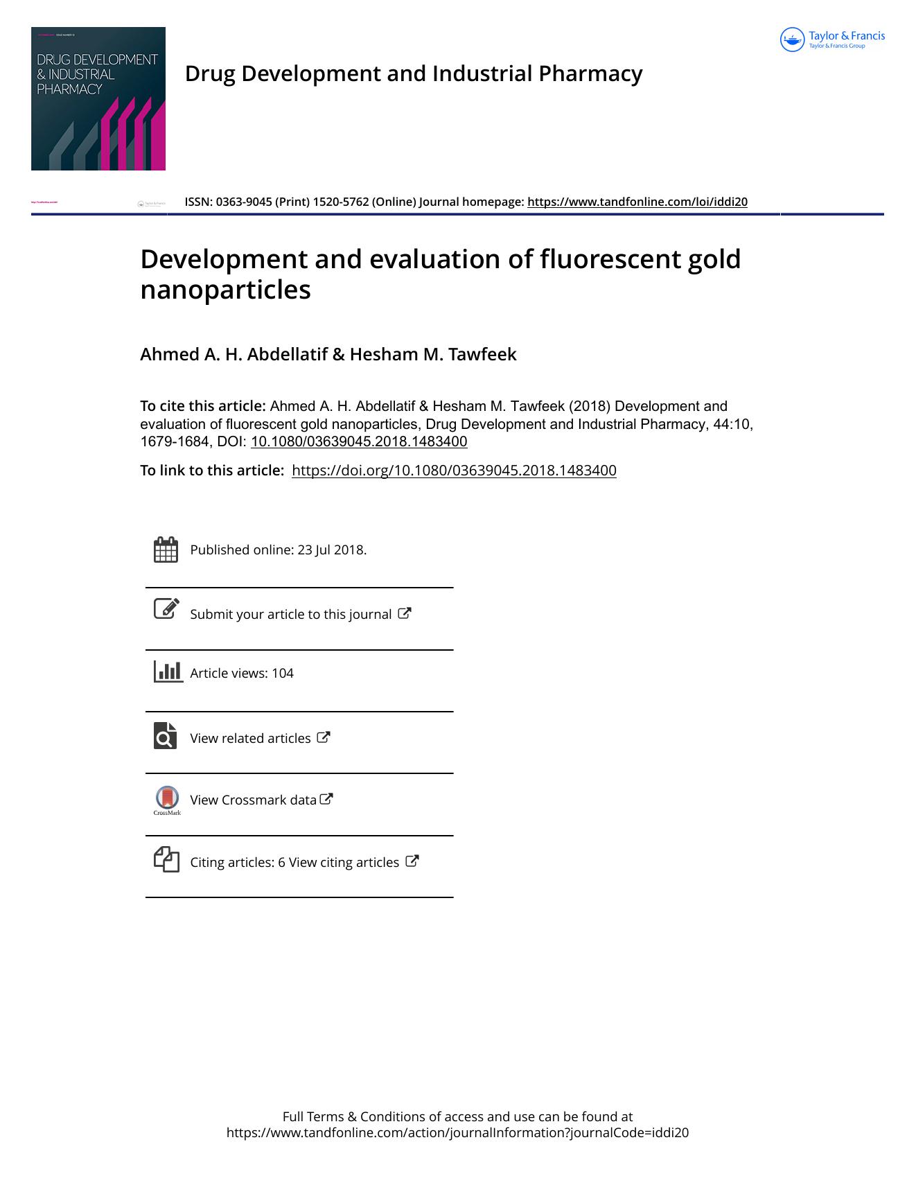 Development and evaluation of fluorescent gold nanoparticles by Abdellatif Ahmed A. H. & Tawfeek Hesham M