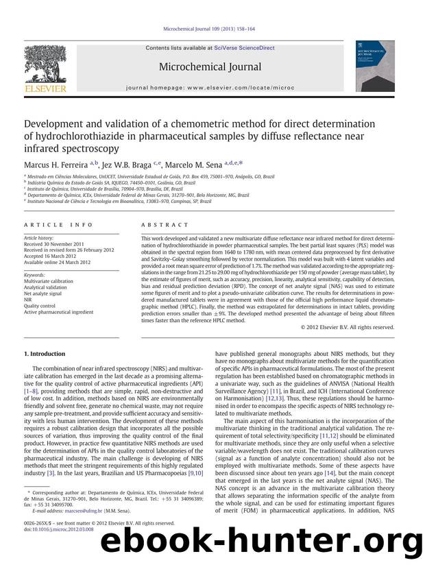 Development and validation of a chemometric method for direct determination of hydrochlorothiazide in pharmaceutical samples by diffuse reflectance near infrared spectroscopy by Marcus H. Ferreira & Jez W.B. Braga & Marcelo M. Sena