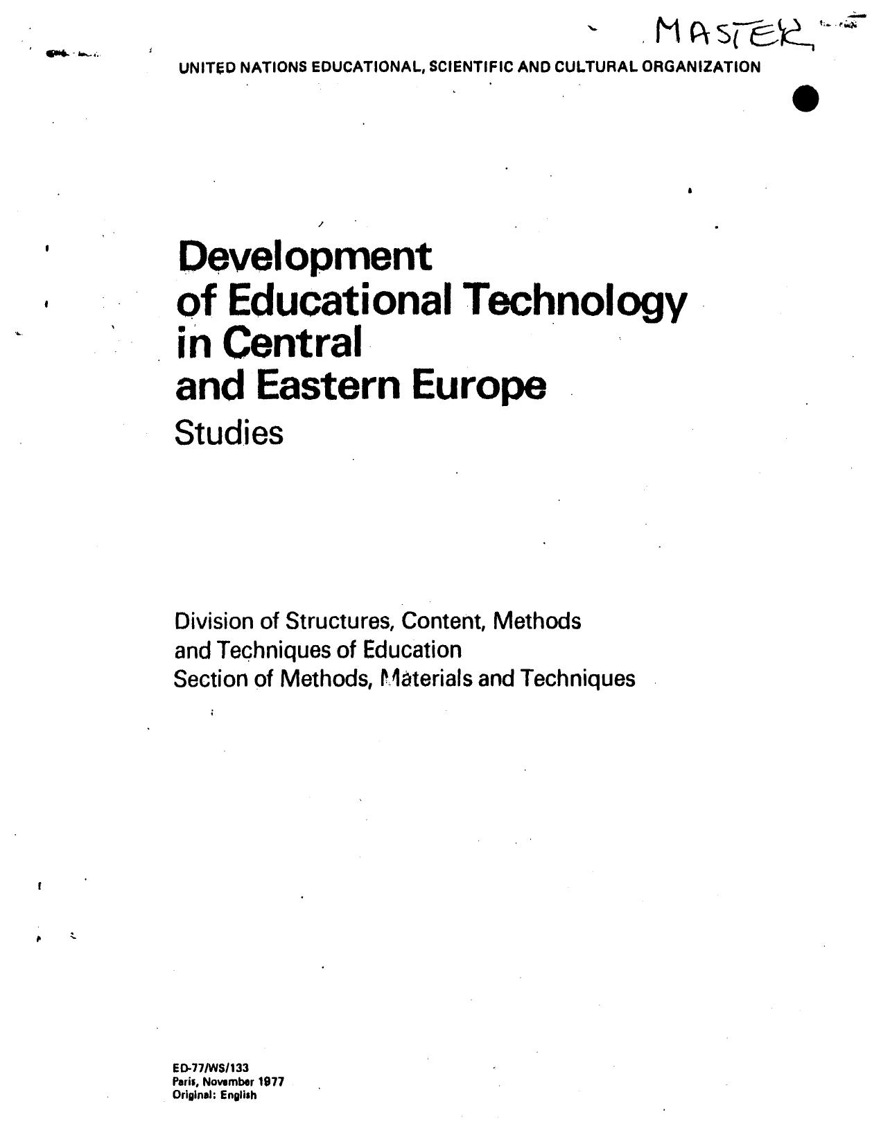 Development of Educational Technology in Central and Eastern Europe-UN Study-1977-5pgs-EDU by Unknown