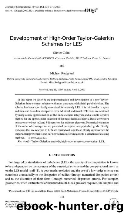 Development of High-Order TaylorâGalerkin by Colin O. et al