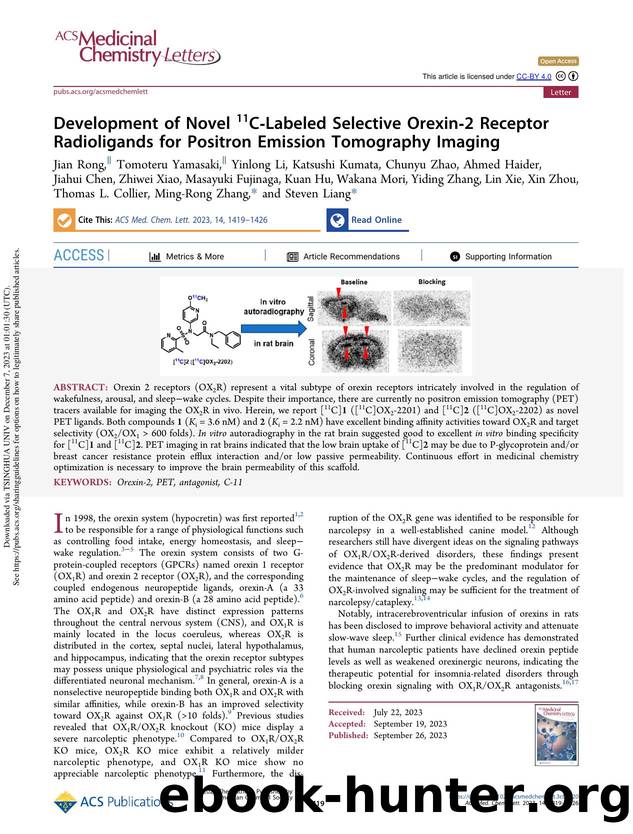 Development of Novel 11C-Labeled Selective Orexin-2 Receptor Radioligands for Positron Emission Tomography Imaging by unknow