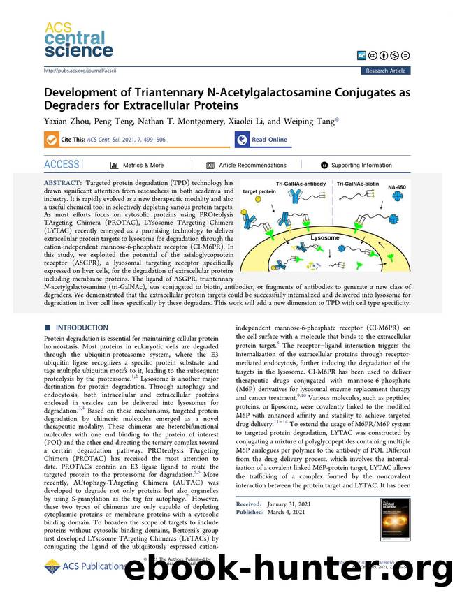 Development of Triantennary NâAcetylgalactosamine Conjugates as Degraders for Extracellular Proteins by unknow