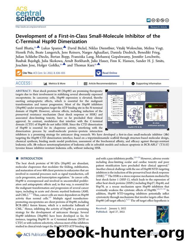 Development of a First-in-Class Small-Molecule Inhibitor of the CâTerminal Hsp90 Dimerization by unknow