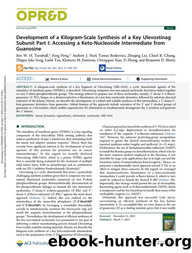Development of a Kilogram-Scale Synthesis of a Key Ulevostinag Subunit Part I: Accessing a Keto-Nucleoside Intermediate from Guanosine by unknow