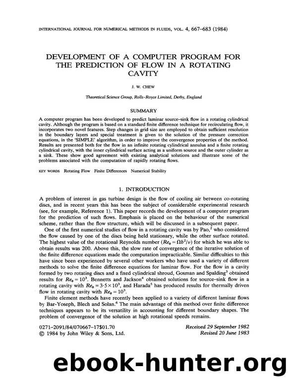 Development of a computer program for the prediction of flow in a rotating cavity by Unknown