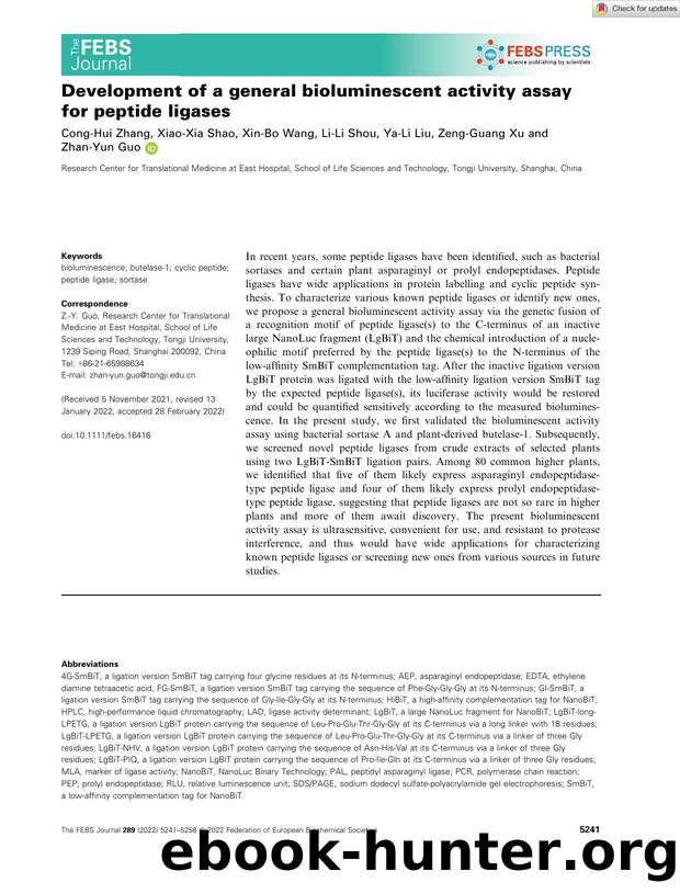Development of a general bioluminescent activity assay for peptide ligases by Unknown