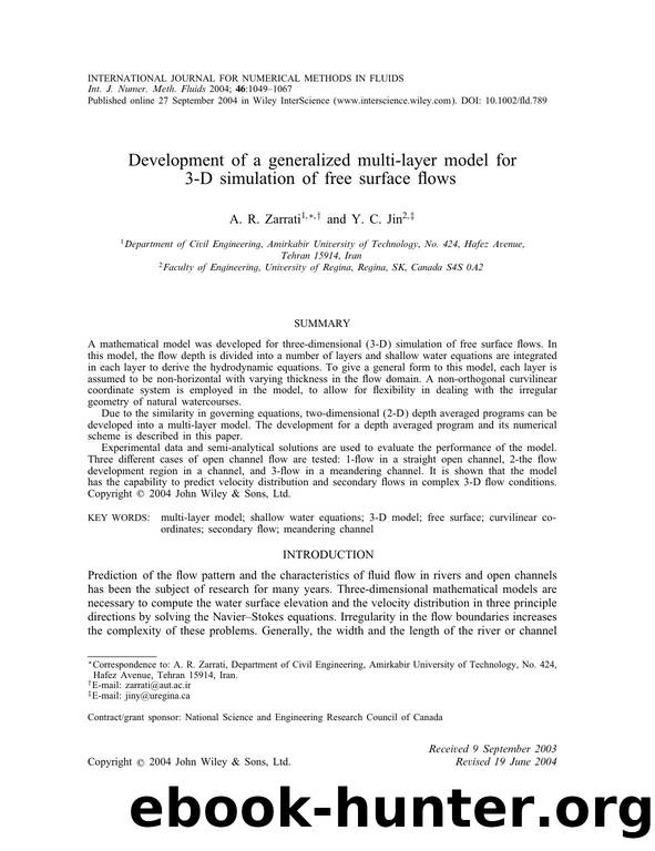 Development of a generalized multi-layer model for 3-D simulation of free surface flows by Unknown