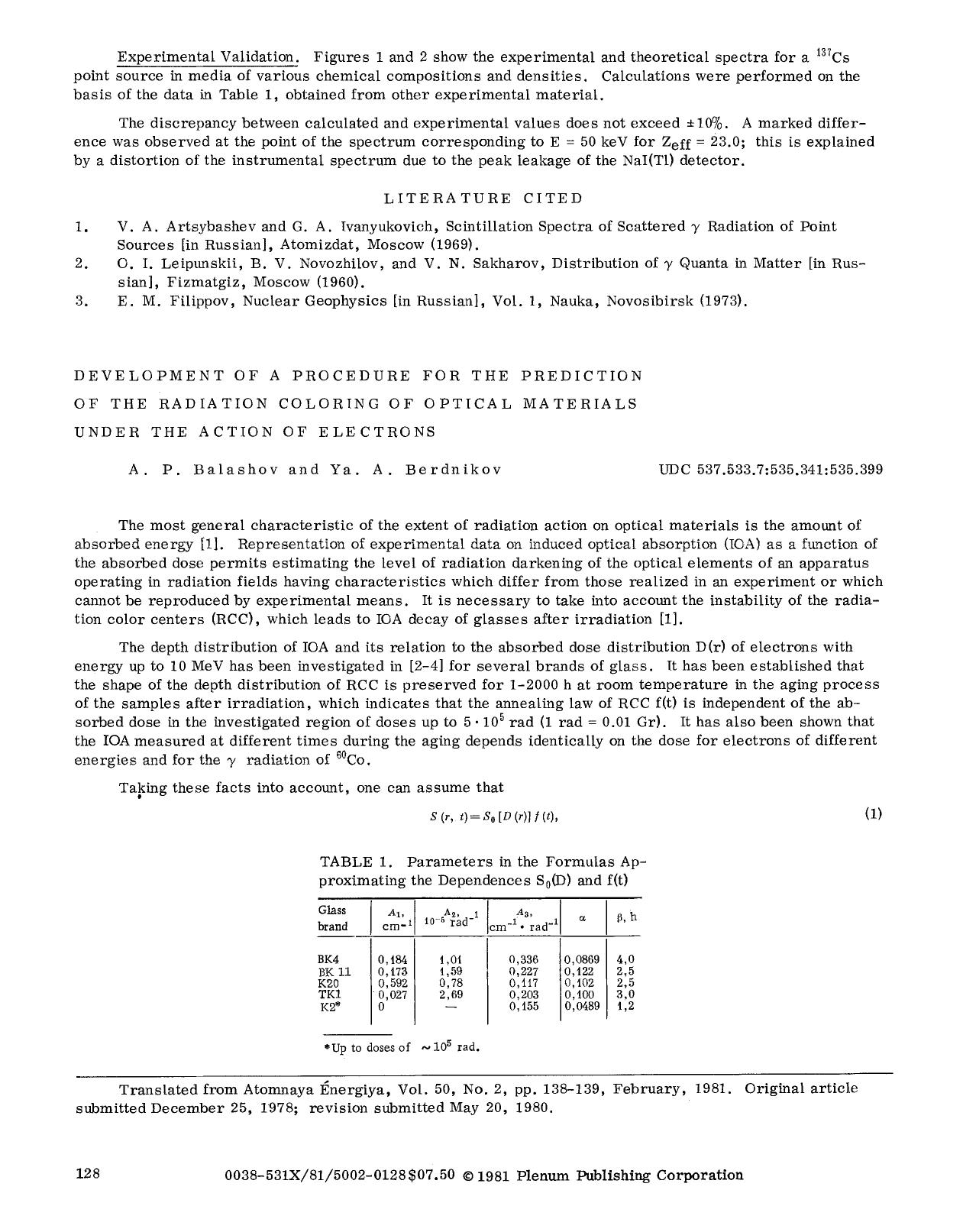 Development of a procedure for the prediction of the radiation coloring of optical materials under the action of electrons by Unknown