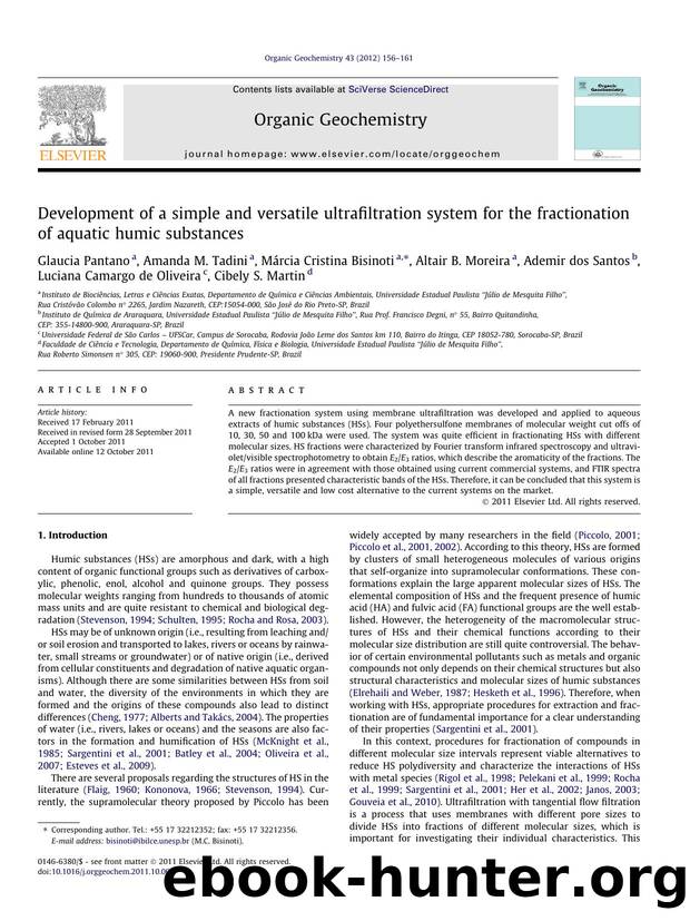 Development of a simple and versatile ultrafiltration system for the fractionation of aquatic humic substances by unknow