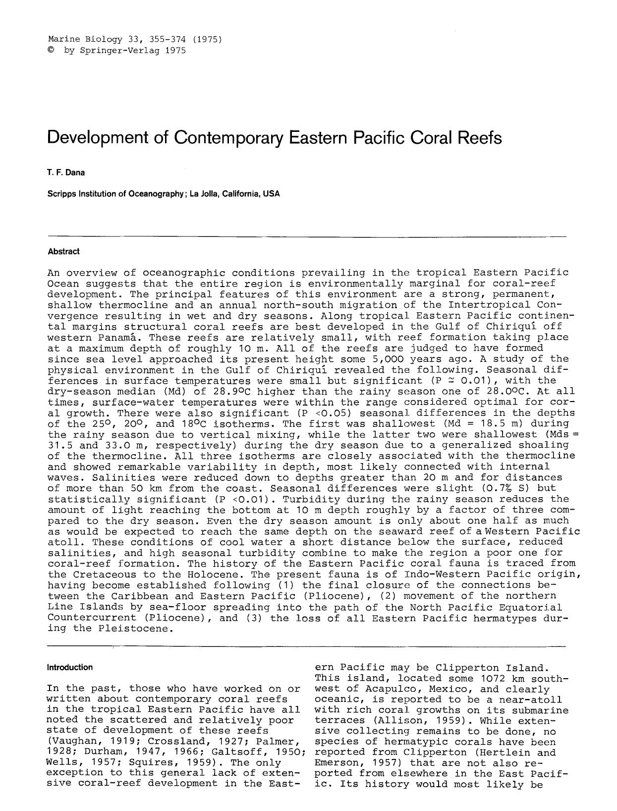 Development of contemporary Eastern Pacific coral reefs by Unknown