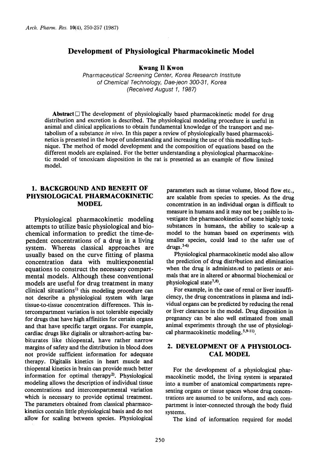 Development of physiological pharmacokinetic model by Unknown