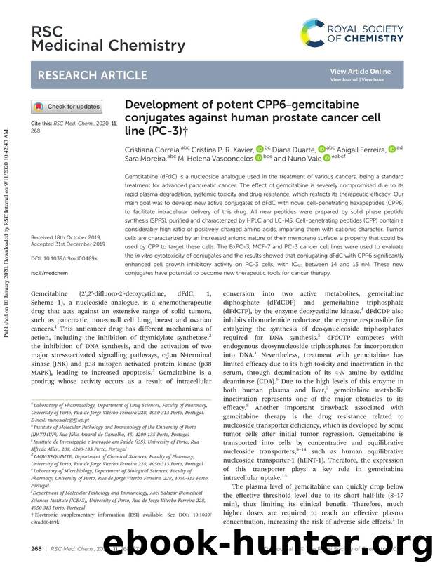 Development of potent CPP6âgemcitabine conjugates against human prostate cancer cell line (PC-3) by unknow