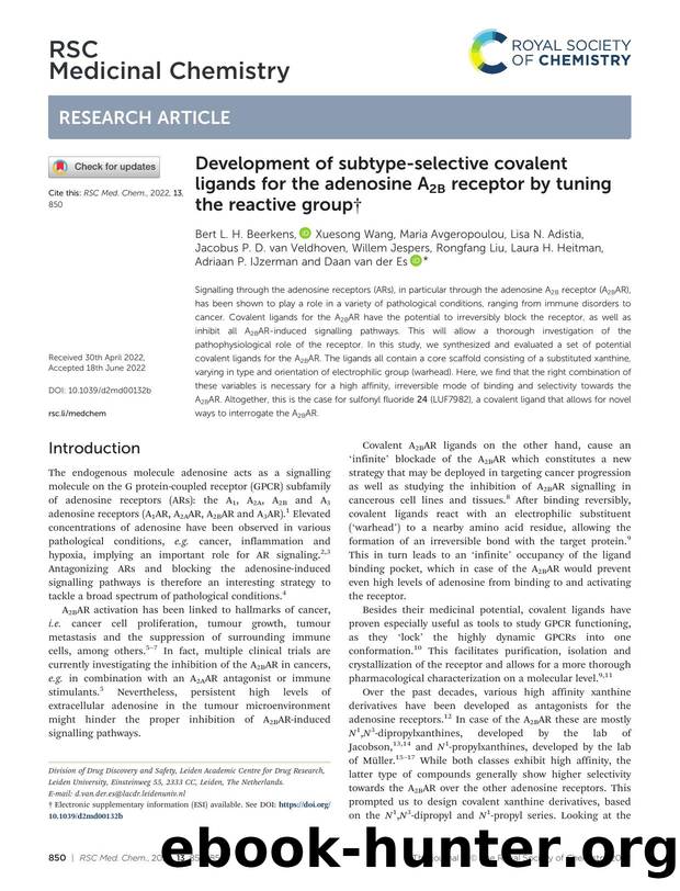 Development of subtype-selective covalent ligands for the adenosine A2B receptor by tuning the reactive group by unknow