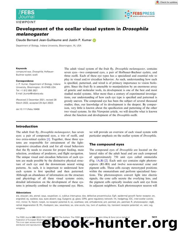 Development of the ocellar visual system in Drosophila melanogaster by Unknown