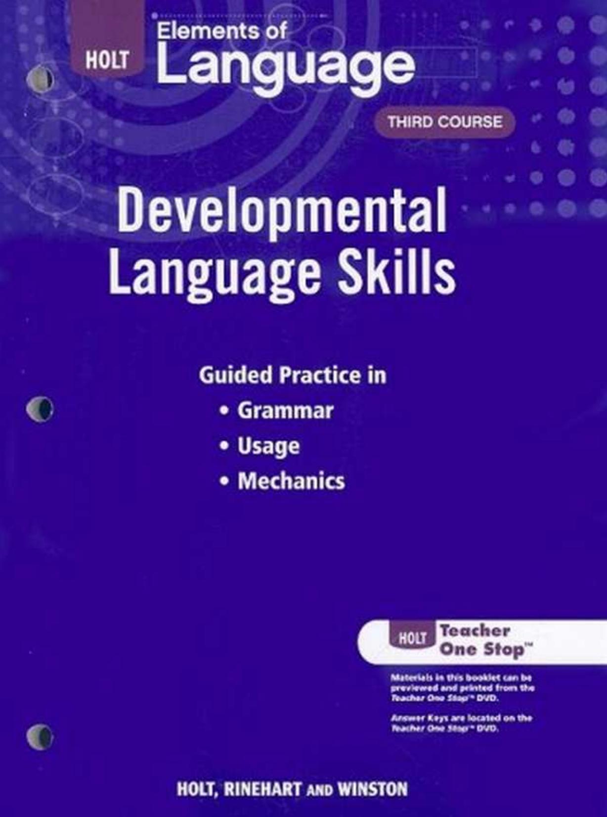Developmental Language Skills - Guided Practice in Grammar, Usage, and Mechanics (Grade 9) by McDougal Holt