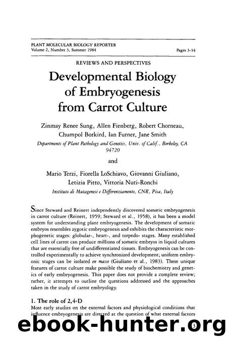 Developmental biology of embryogenesis from carrot culture by Unknown