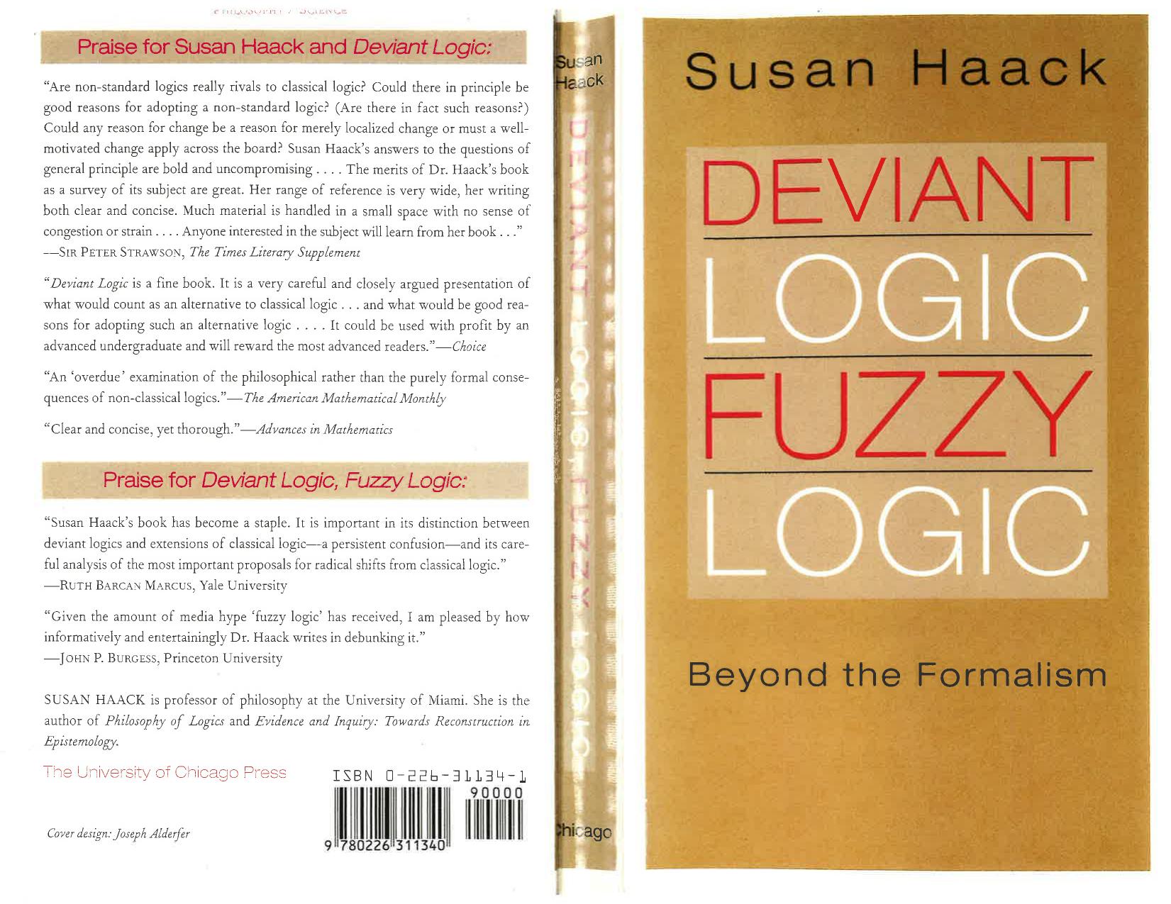 Deviant Logic, Fuzzy Logic: Beyond the Formalism by Susan Haack
