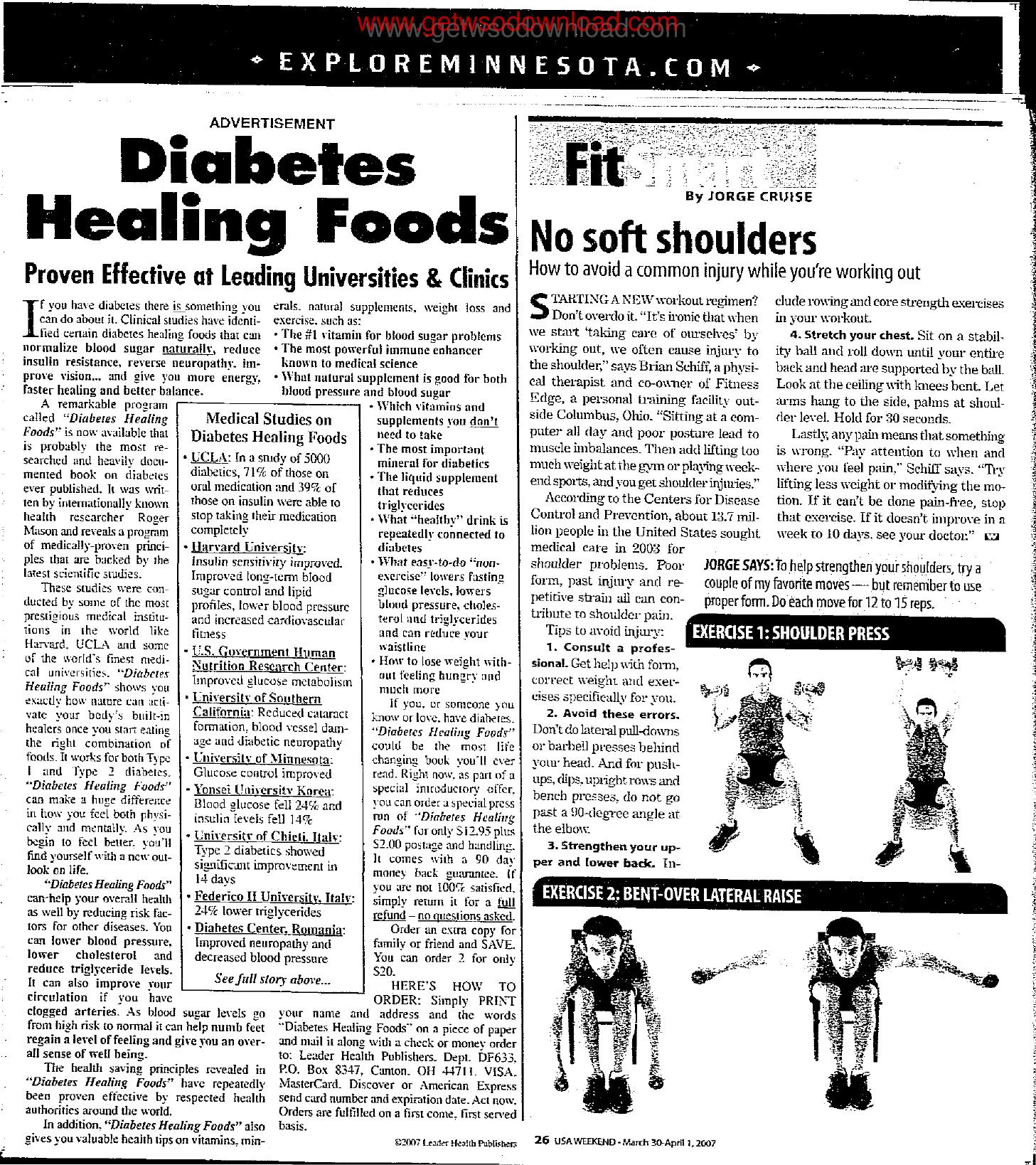 Diabetes Healing Foods by Copyright 2007 Heritage Microfilm Inc. and Newspaperarchive.com