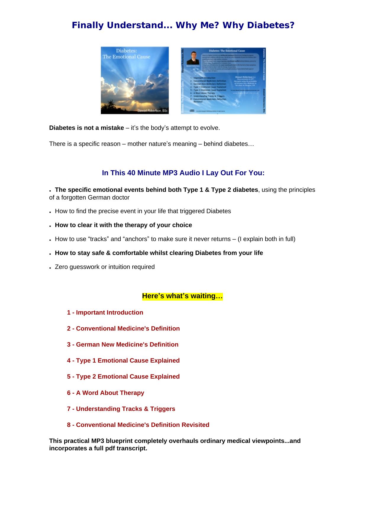 Diabetes- The Emotional Cause. by Best of Kuszter's Collection