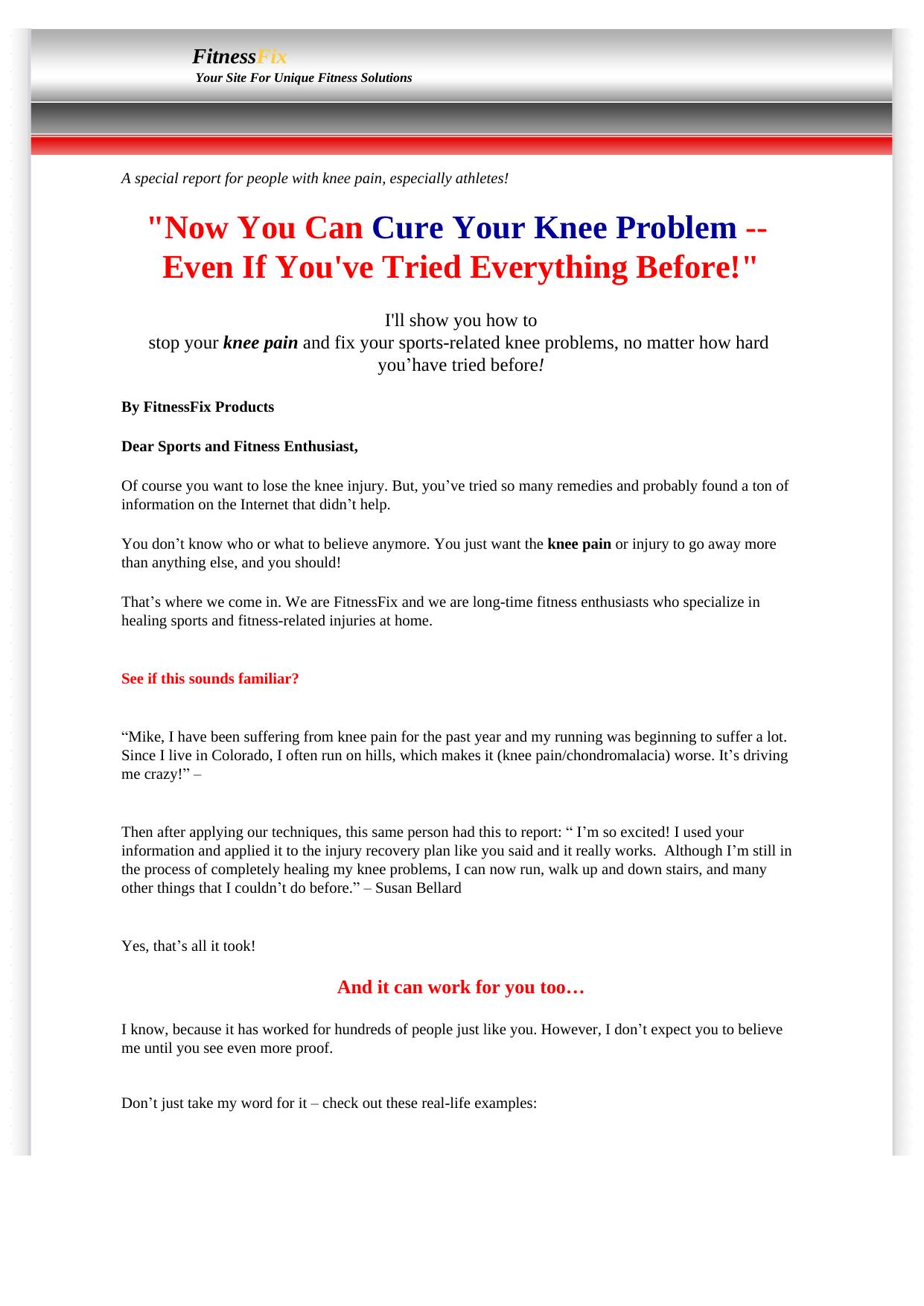 Diagnose And Cure Your Knee Injury At Home! by Best of Kuszter's Collection