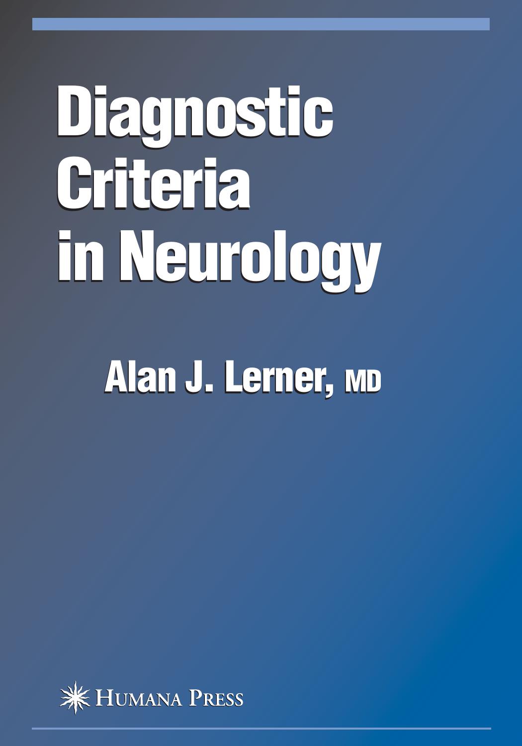 Diagnostic Criteria in Neurology by Lerner Alan J