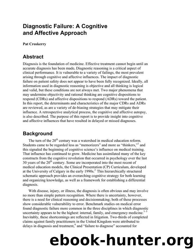 Diagnostic Failure: A Cognitive and Affective Approach by Unknown