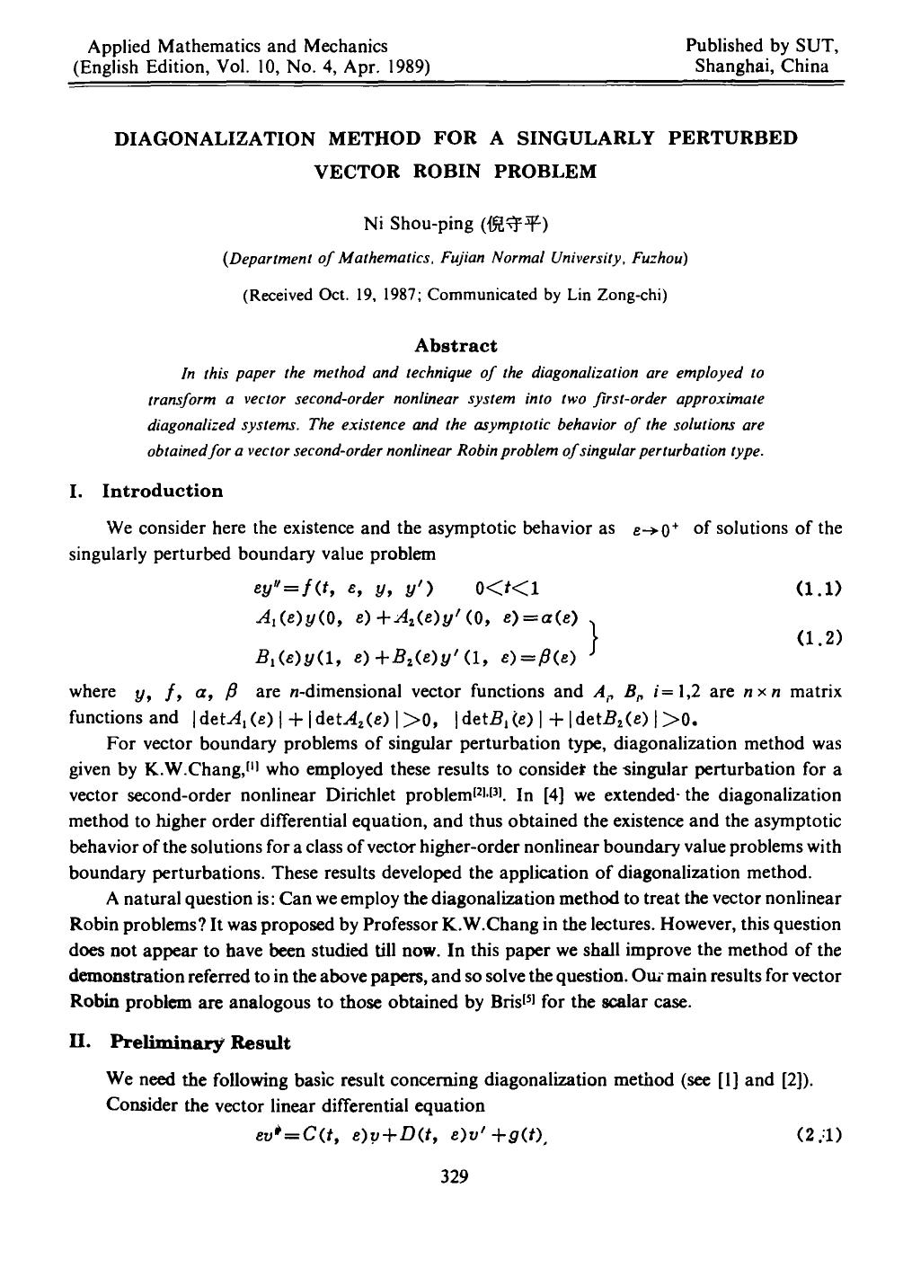 Diagonalization method for a singularly perturbed vector Robin problem by Unknown