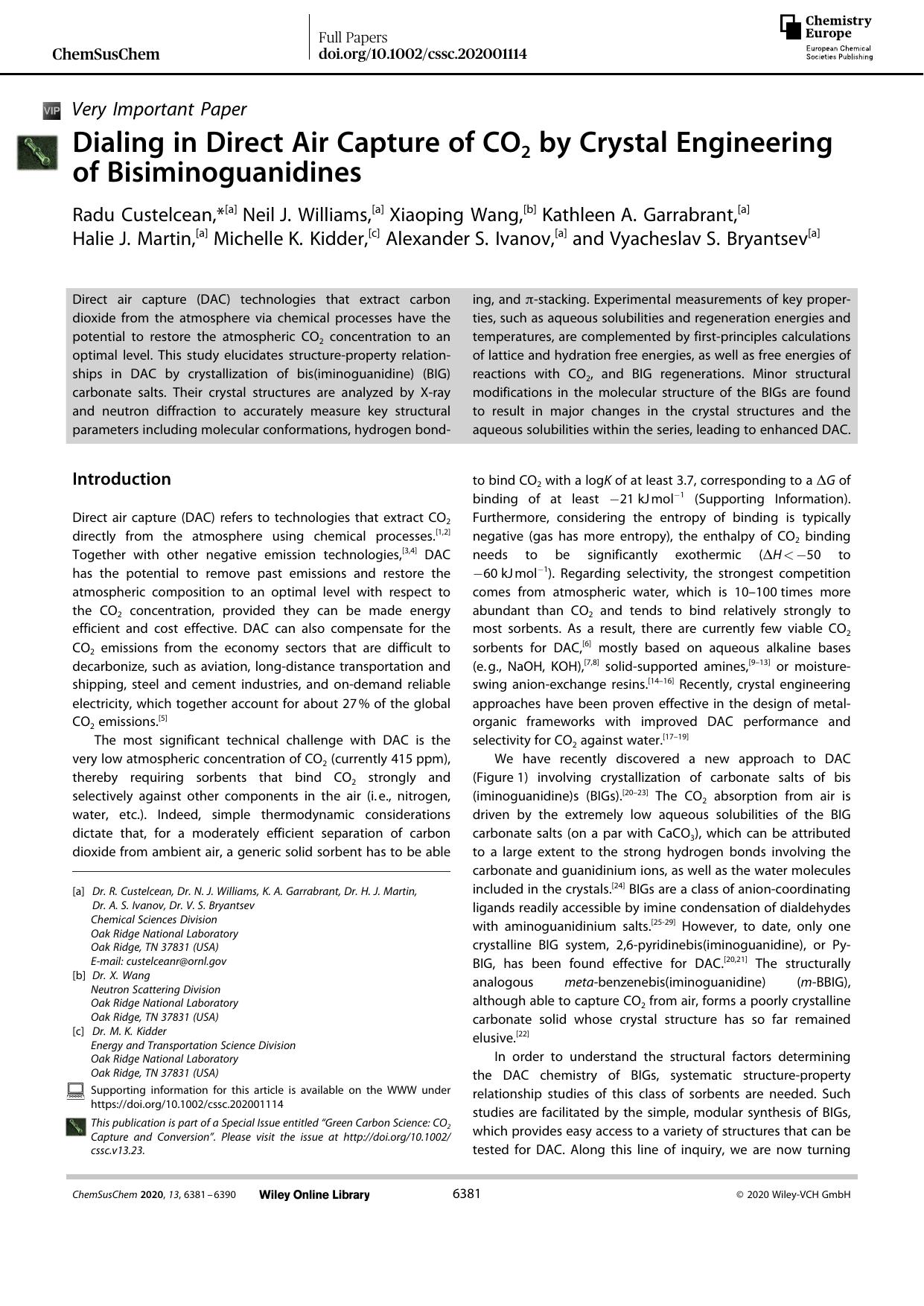 Dialing in Direct Air Capture of CO2 by Crystal Engineering of Bisiminoguanidines by Unknown
