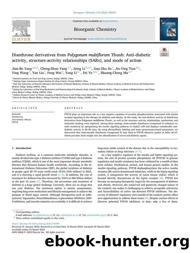 Dianthrone derivatives from Polygonum multiflorum Thunb: Anti-diabetic activity, structure-activity relationships (SARs), and mode of action by unknow